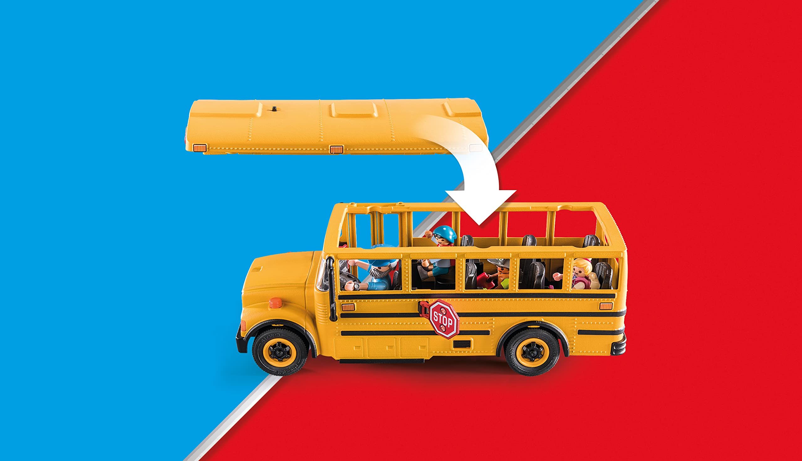 Playmobil School Bus stop sign enhances safe crossing pretend play.