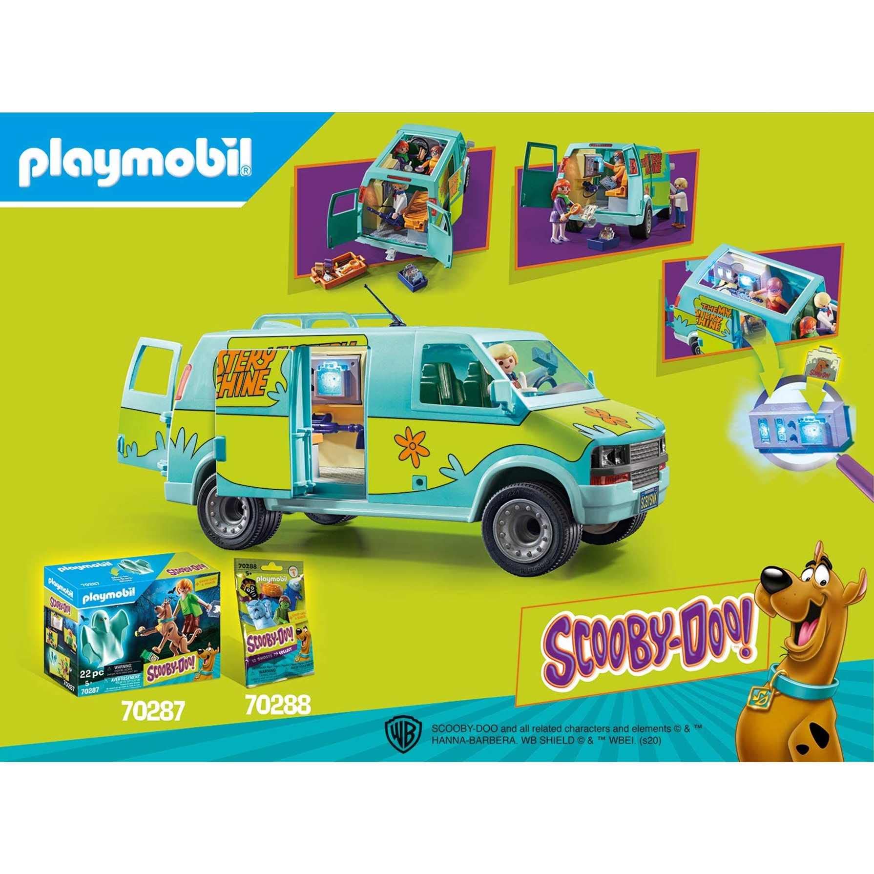 Playmobil Scooby-Doo Mystery Machine compatibility expands adventures with other sets.
