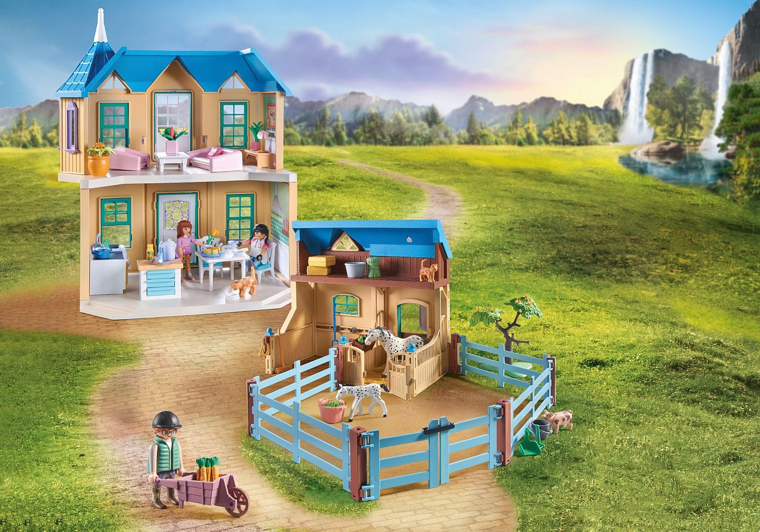 Playmobil Waterfall Ranch accessories expand imaginative play possibilities.
