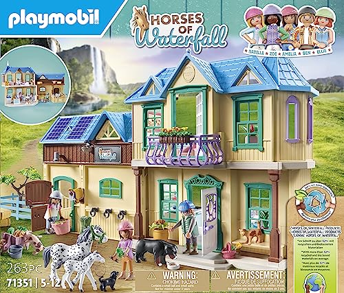 Playmobil Waterfall Ranch kitchen scene for family role-play and meals.