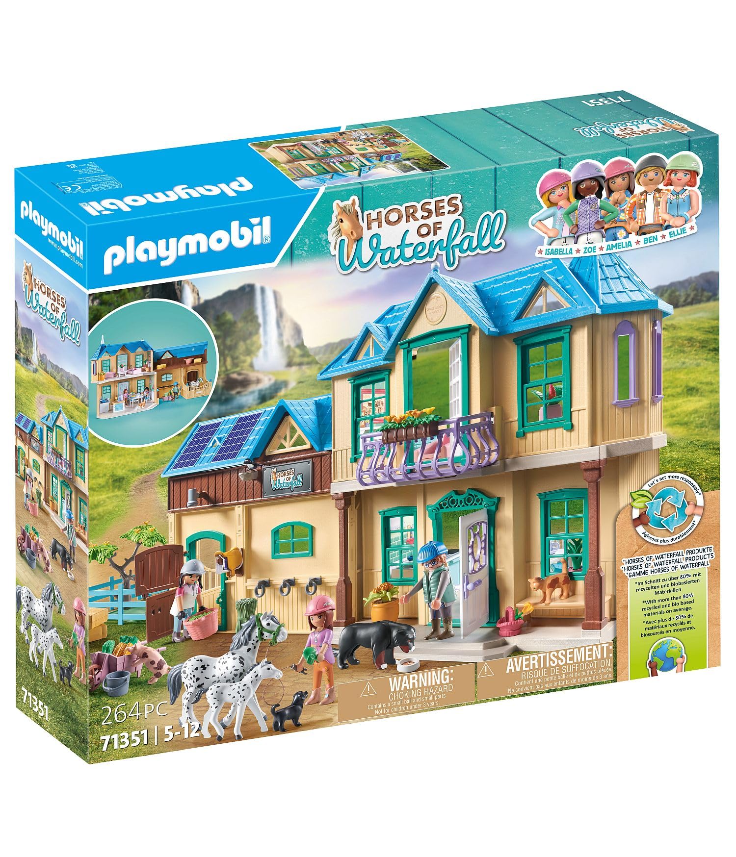 Playmobil Waterfall Ranch paddock for riding adventures and horse interaction.