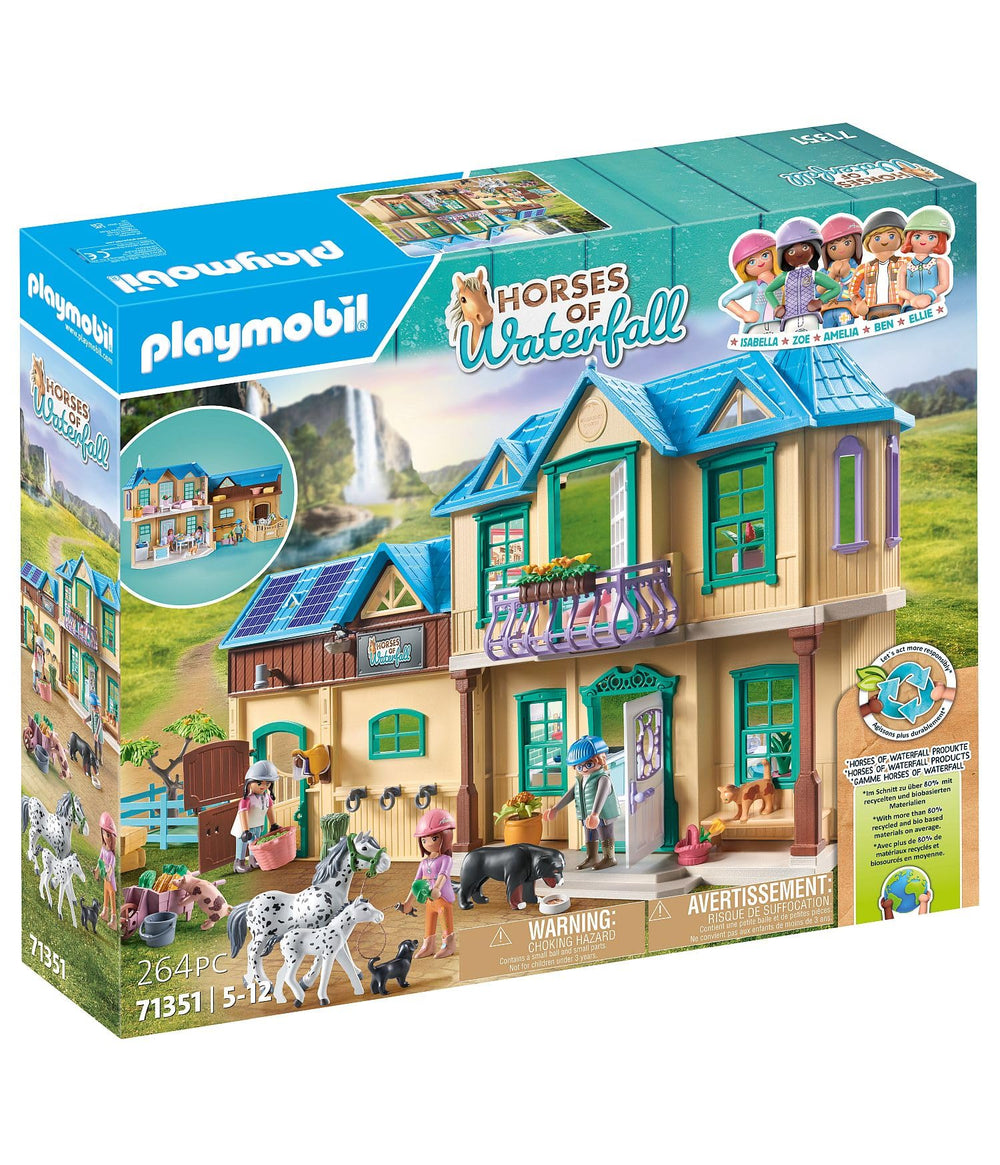 Playmobil Waterfall Ranch paddock for riding adventures and horse interaction.