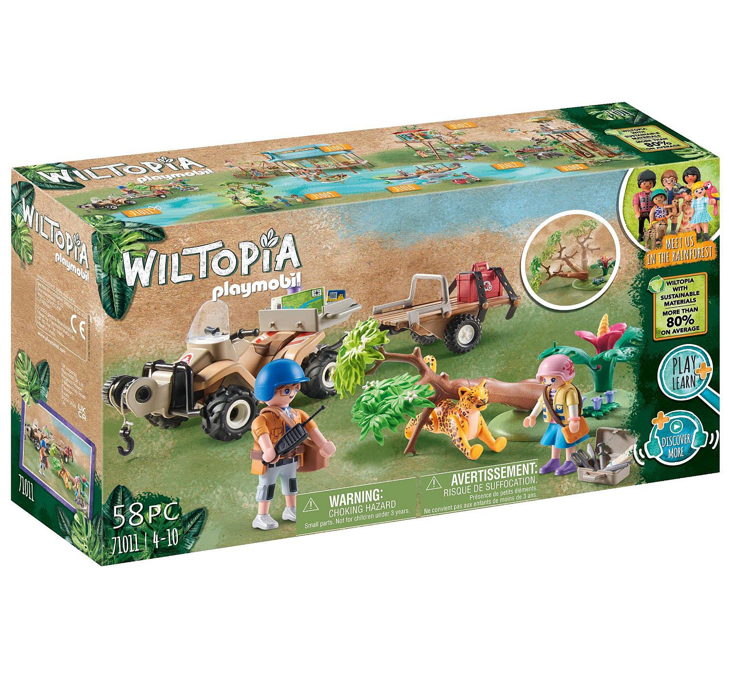 Playmobil Wiltopia Animal Rescue Quad is ready for imaginative rescue missions.