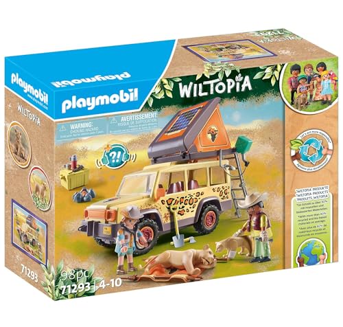 Playmobil Wiltopia cross-country vehicle with lions side view for dynamic rescue adventures