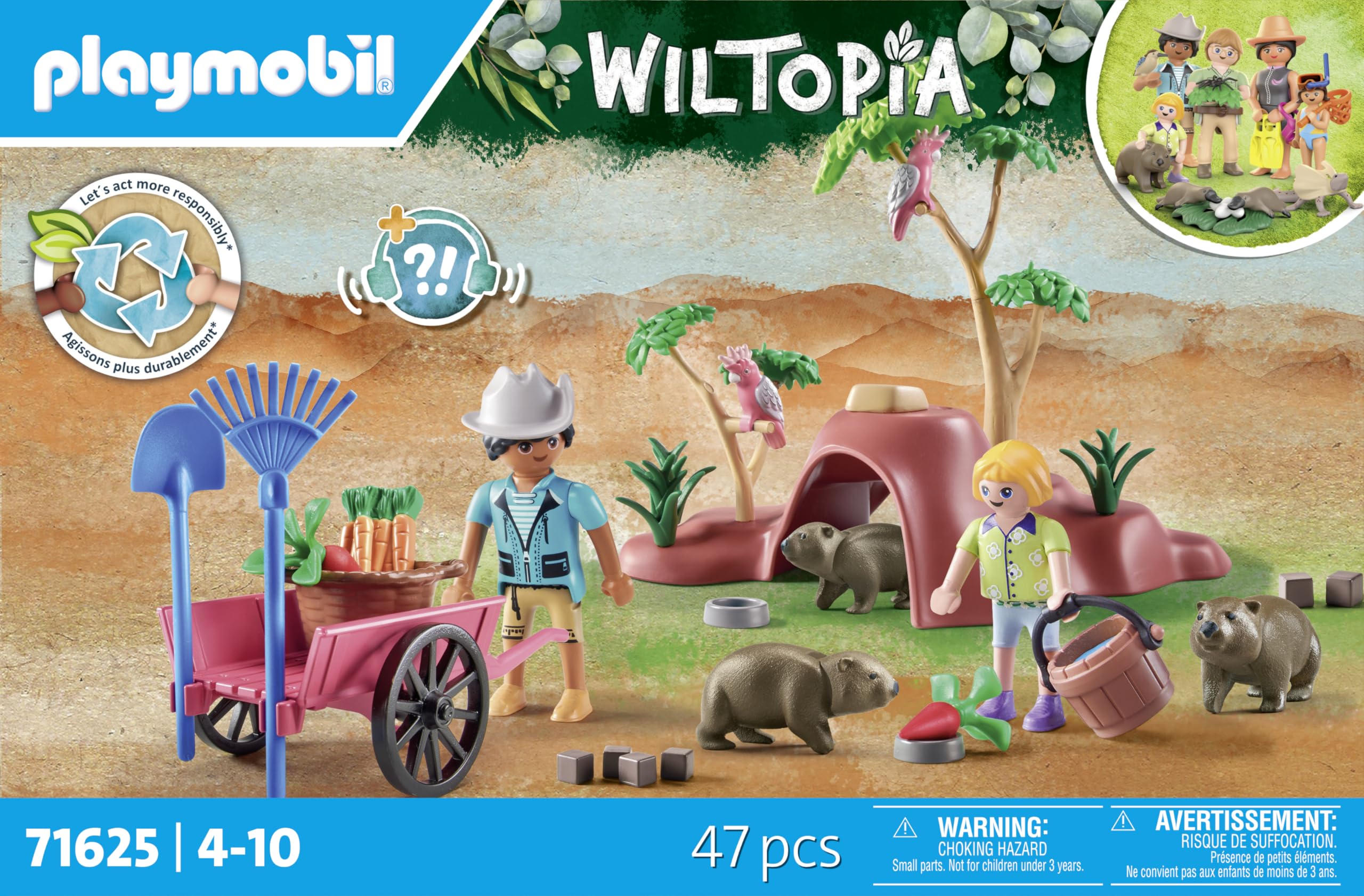 Playmobil Wiltopia feeding time with carrots enhances nurture and daily routines.