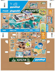 Playmobil Wiltopia solar-roof catamaran showing sustainable design