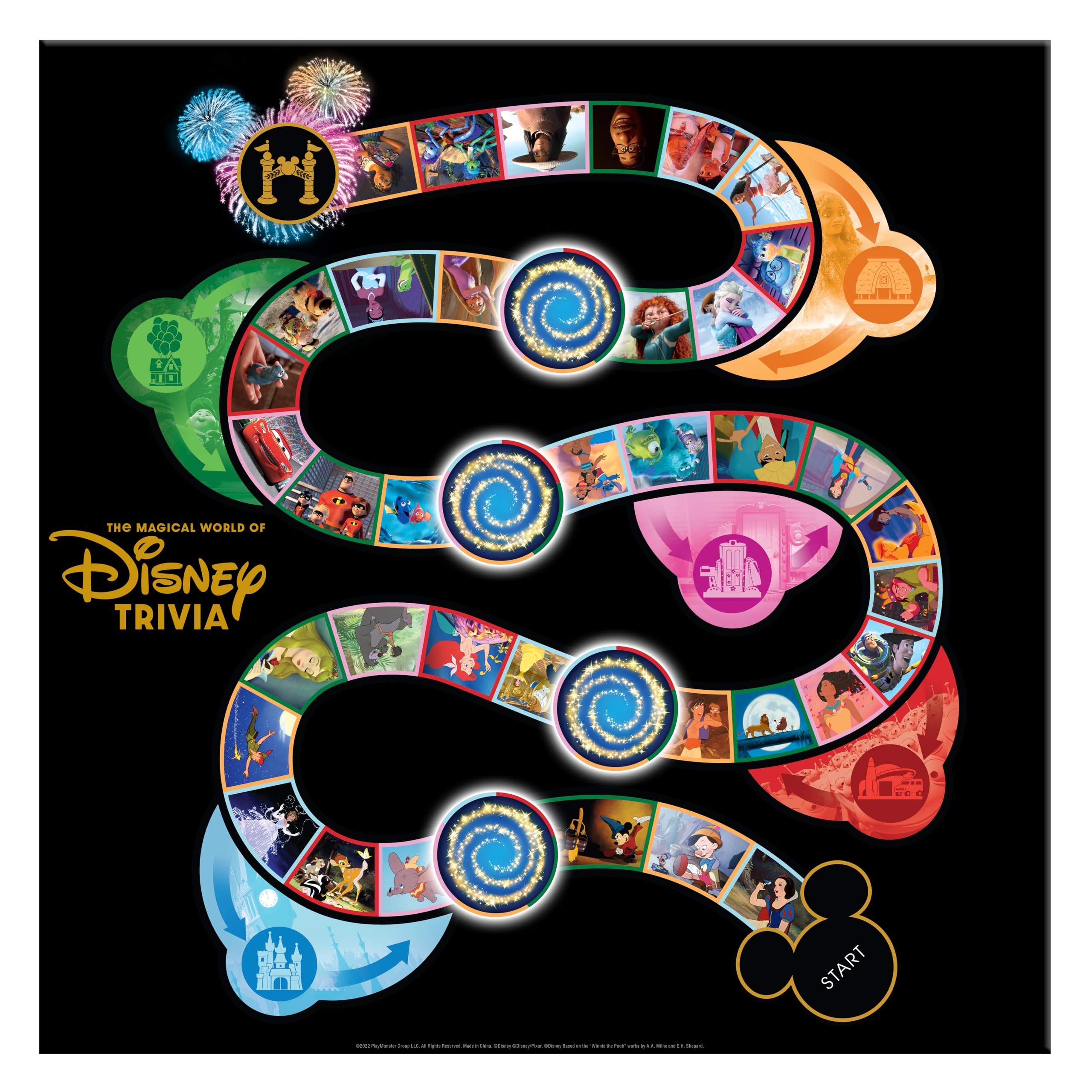 PlayMonster Disney Trivia character movers bring scenes to life at the table.