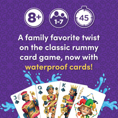 PlayMonster Five Crowns family card game on table for engaging learning and fun.