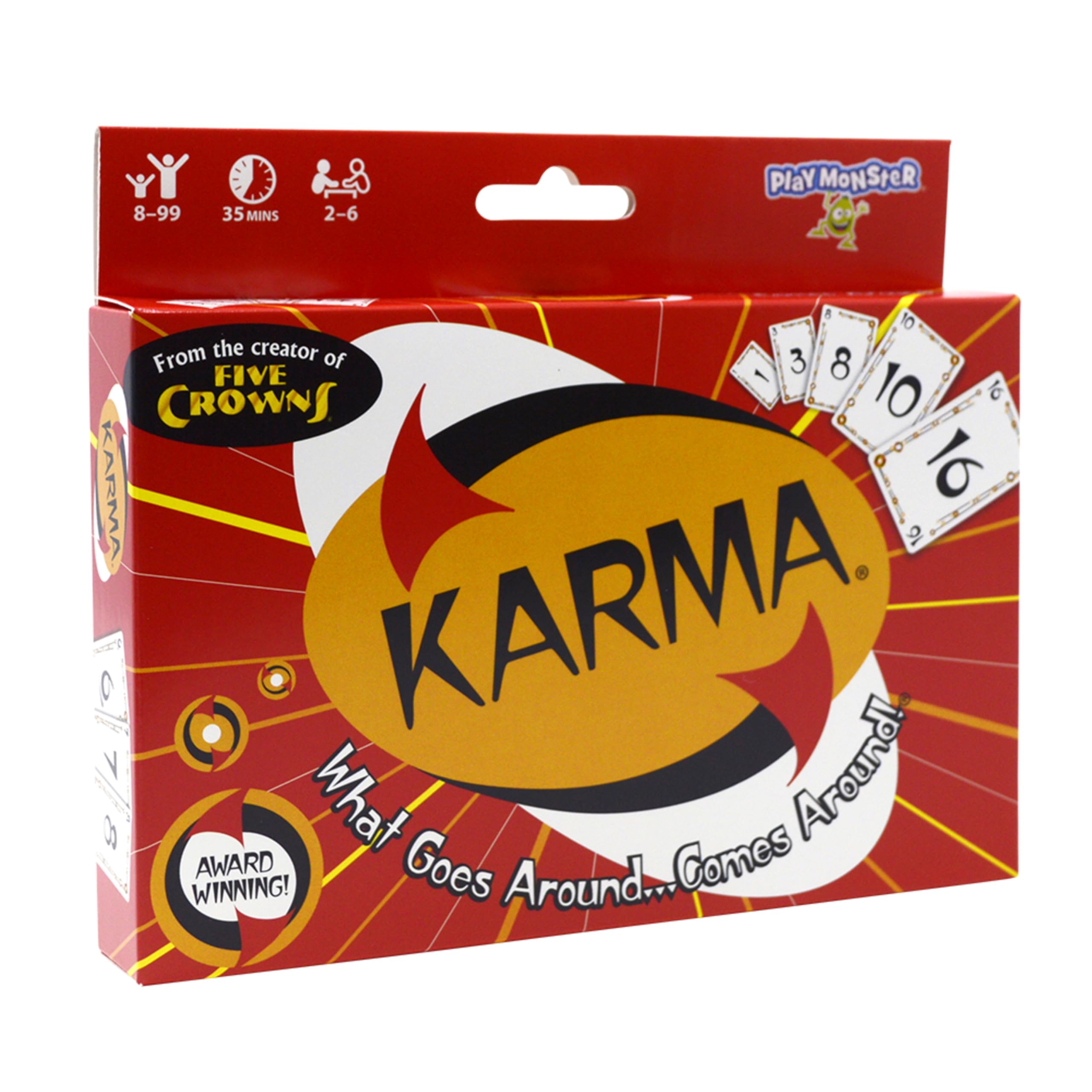 PlayMonster KARMA card game table setup for family play.