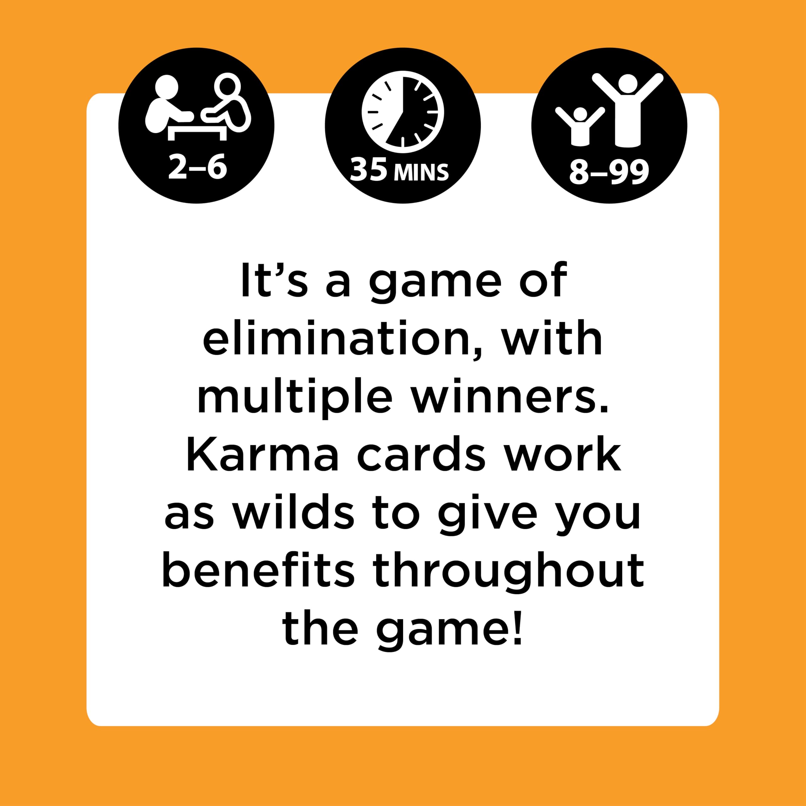 PlayMonster KARMA elimination style keeps players racing to empty hands.