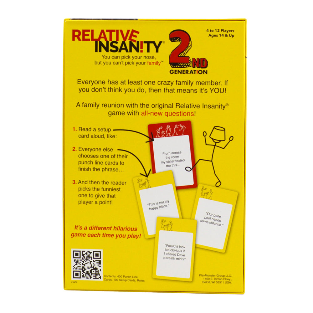 PlayMonster Relative Insanity box packaging designed for easy setup and storage.