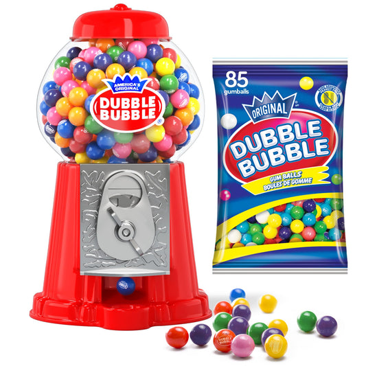 Playo gumball machine red front view, kid-friendly candy fun in a compact design