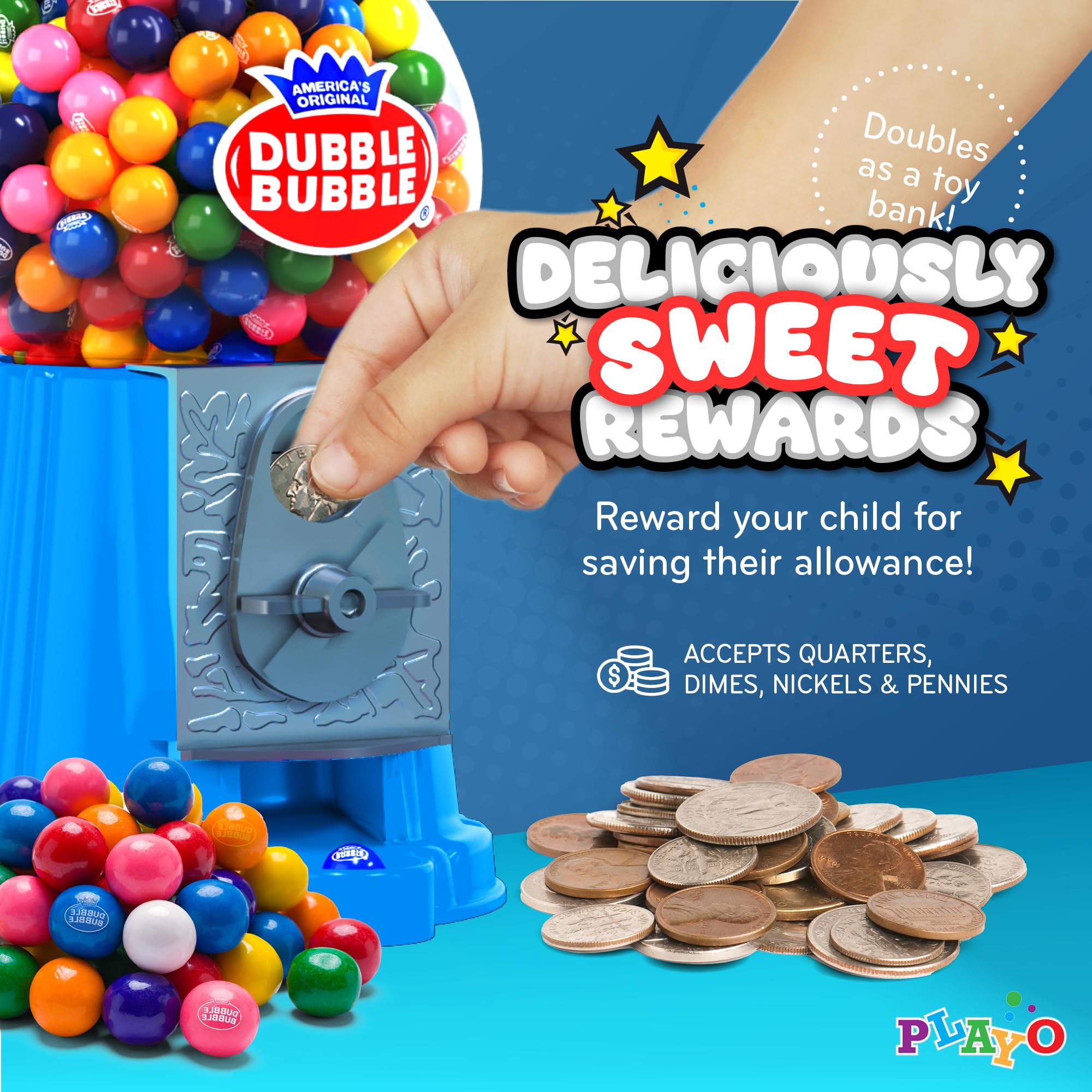 Playo coin-operated gum dispenser encourages pretend shopping and rewards