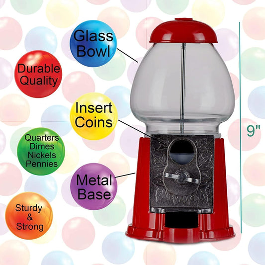 Playo gumball machine coin slot and visible globe show rewards.