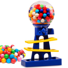 Playo Tower gumball machine in blue shows spiral dispensing for tasty treats.