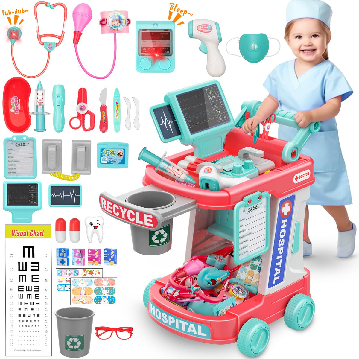 PlayRepublic Doctor Kit cart with organized storage and smooth wheels.