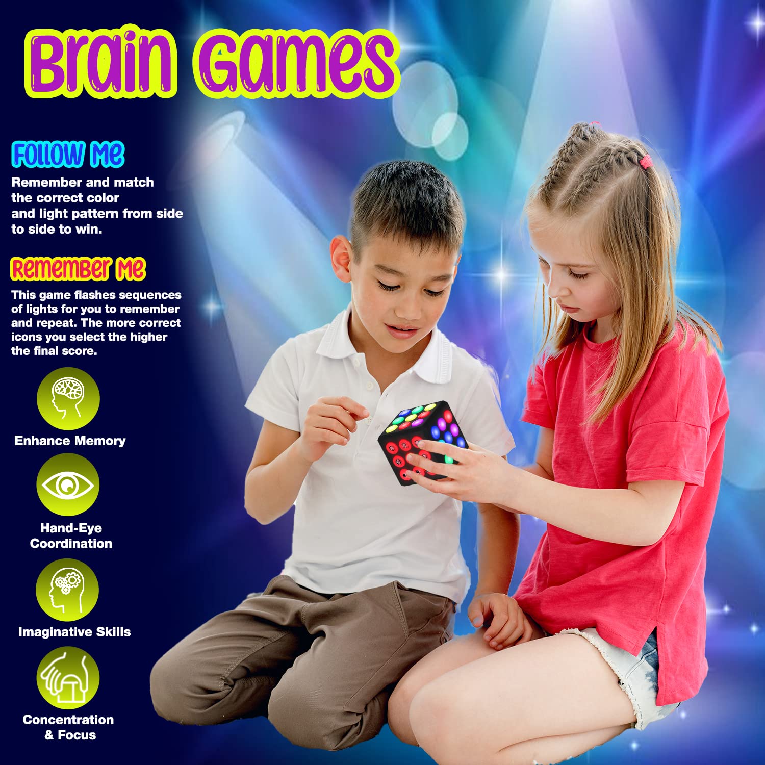 PlayRoute cube button-press action highlighting quick finger coordination