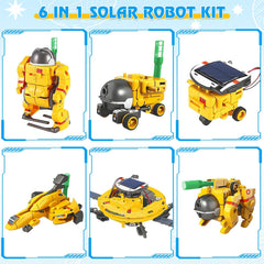 Solar panel charging the robot under sunlight for eco-friendly learning.