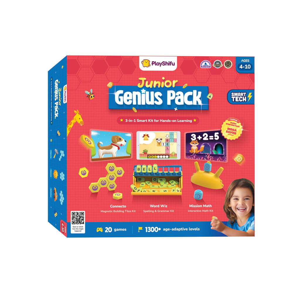 PlayShifu Junior Genius Pack box front ready for STEM learning adventures.