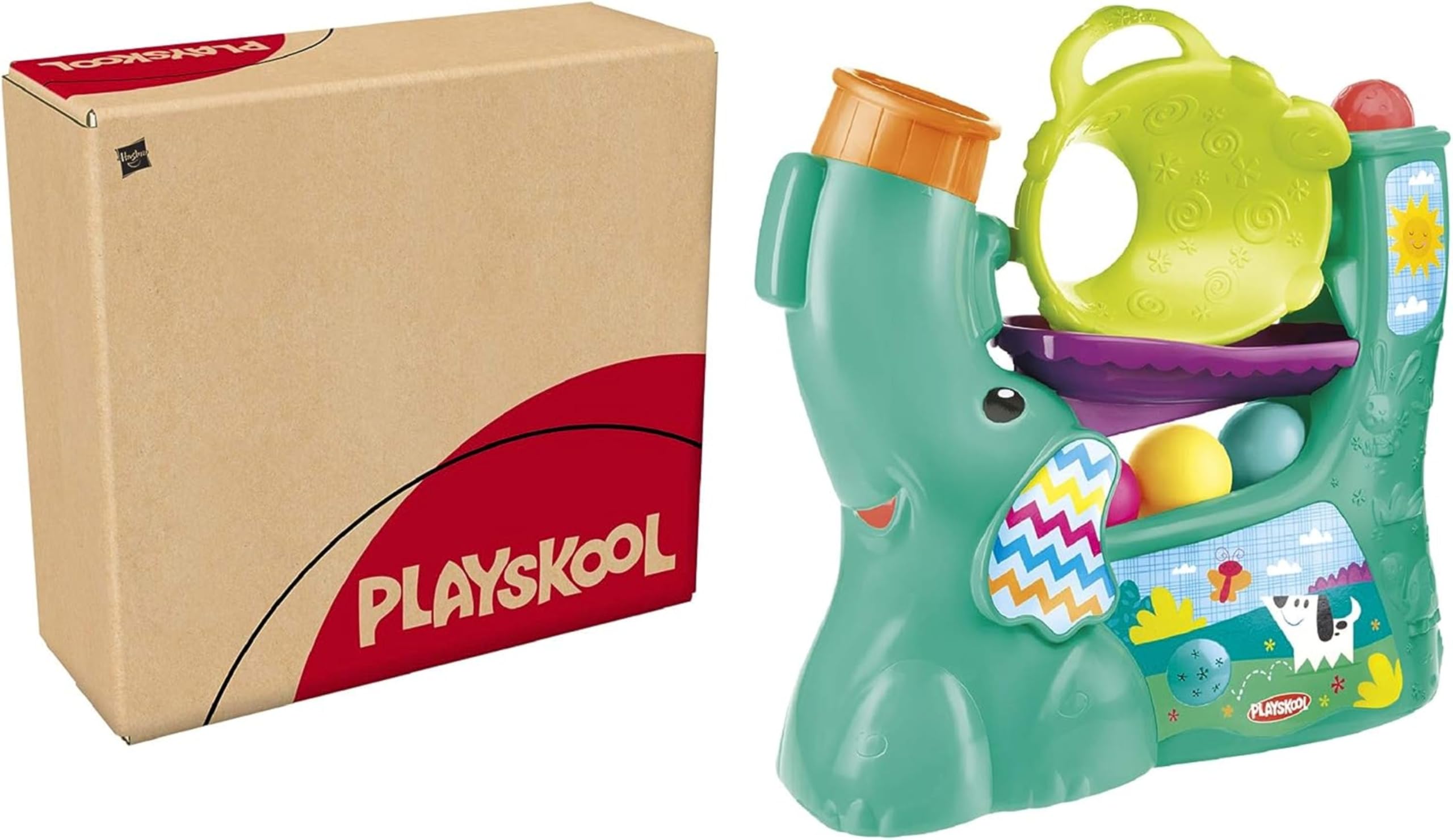 Playskool Chase 'N Go Ball Popper balls stored in slot for quick setup