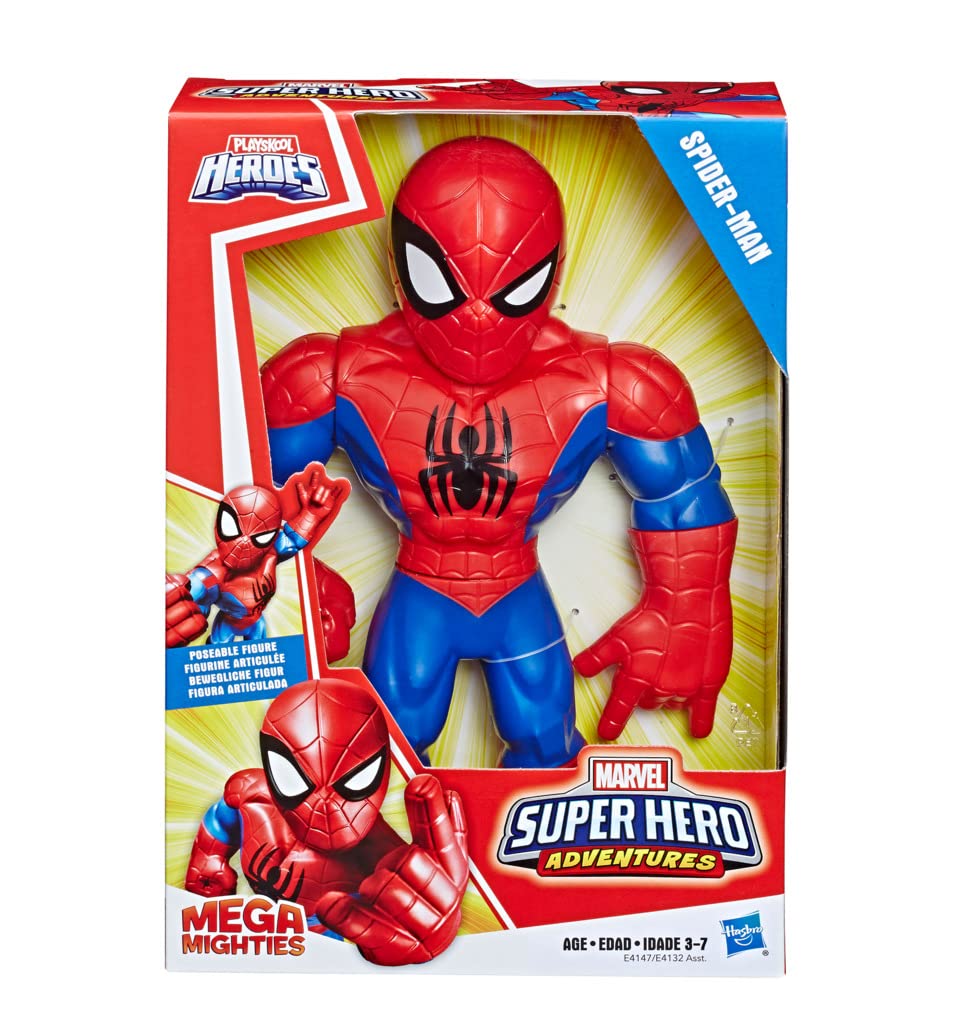 Playskool Heroes Spider-Man Mega Mighties poseable joints enable dynamic action poses.