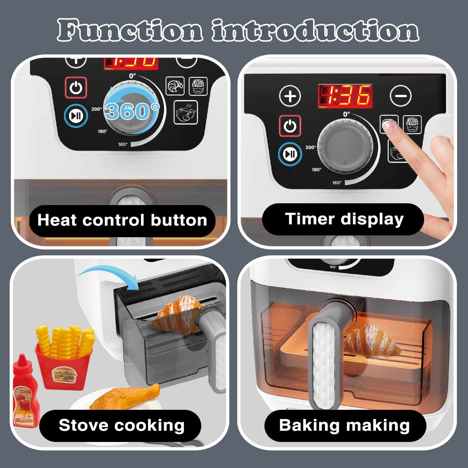 Playssnior Bojia air fryer toy designed for ages 3 to 5 with safe components.