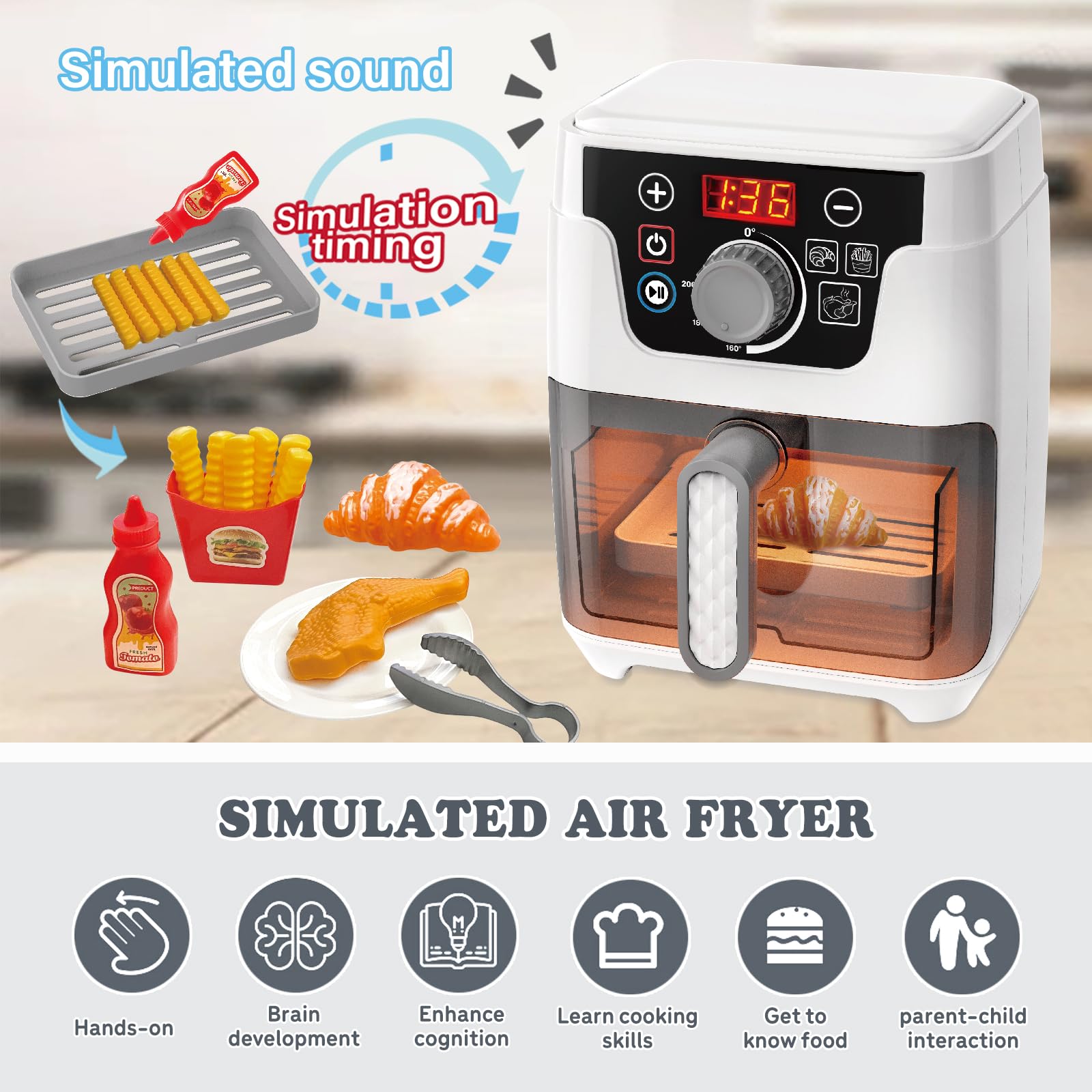 Playssnior Bojia air fryer toy supports educational play and social interaction.
