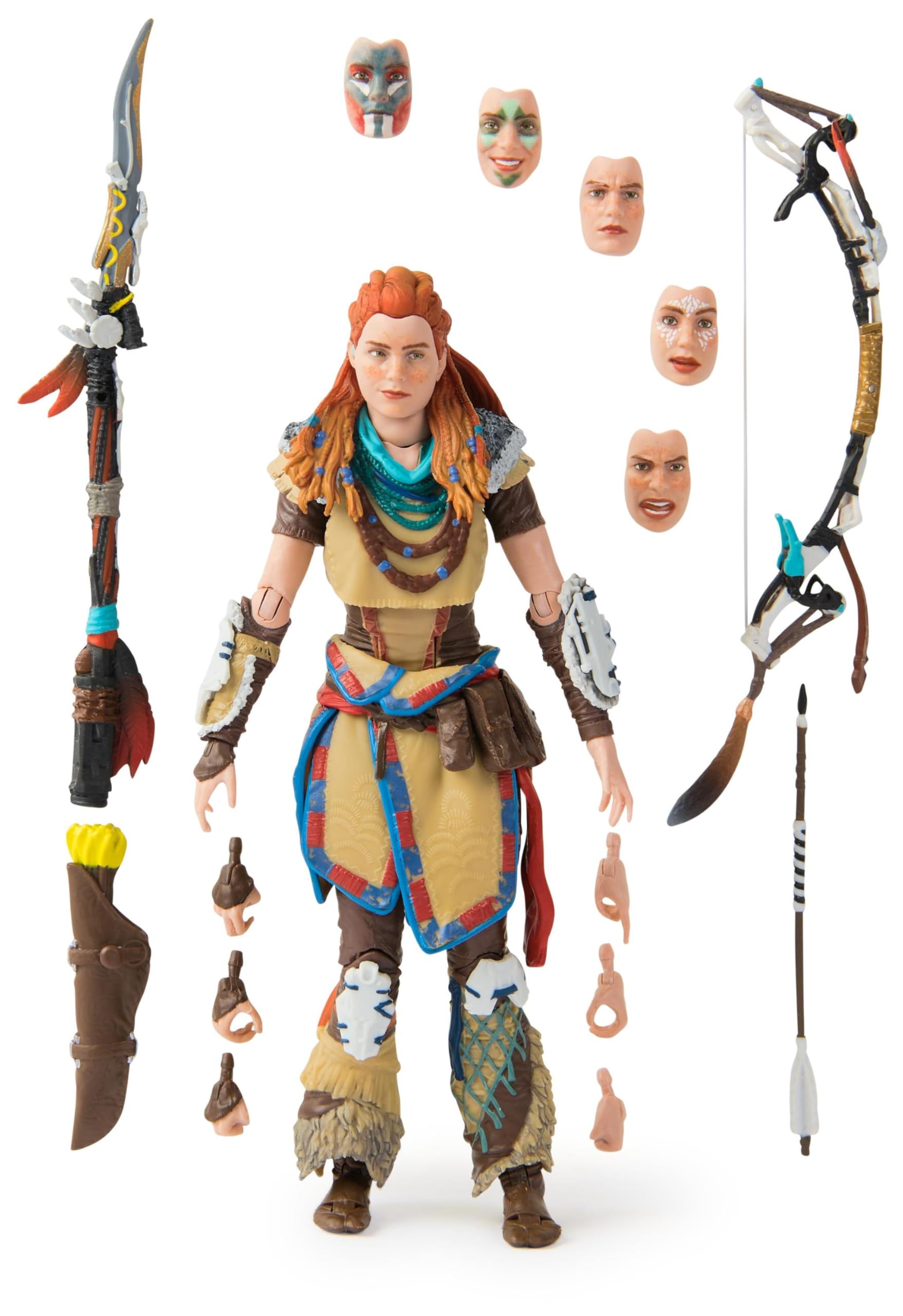 Close-up of Aloy armor textures highlighting detailed finish for display.