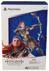 Aloy display setup beside PS5 consoles for cohesive collection.