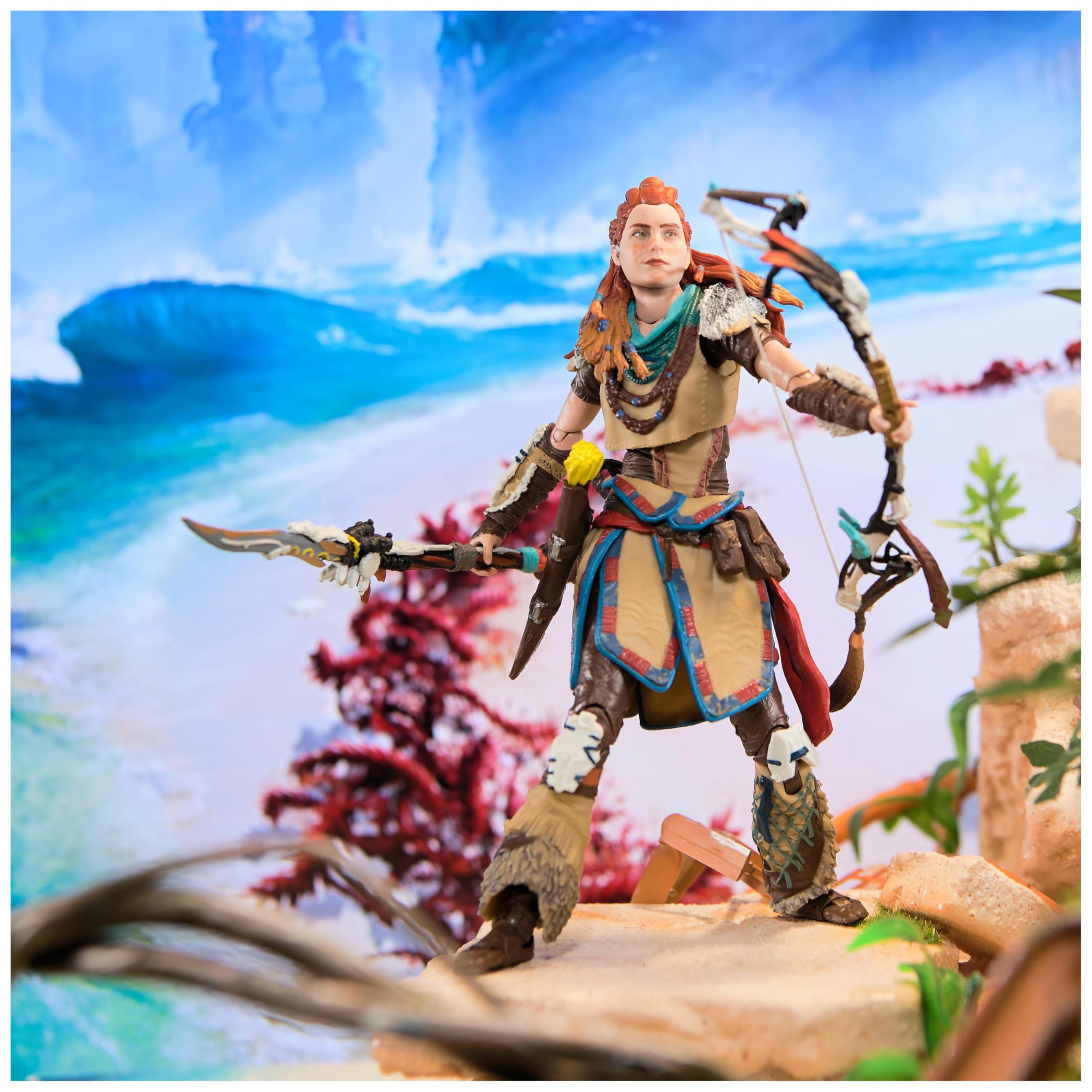 Aloy weapons set featuring bow, spear, and arrow for action setups.
