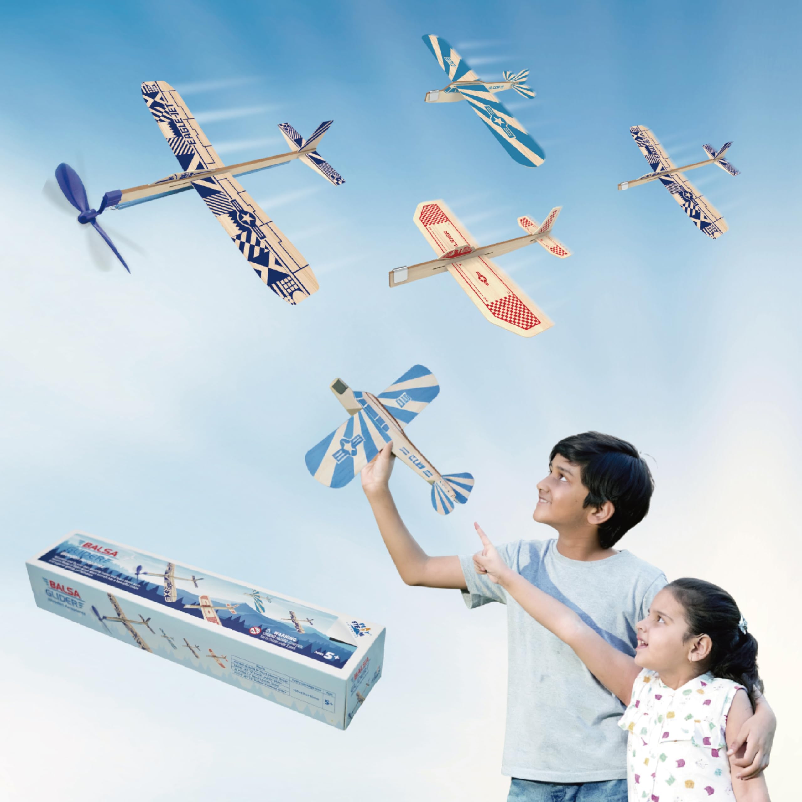 Playstem Balsa Plane nose close-up showing reinforced design for stable flights.