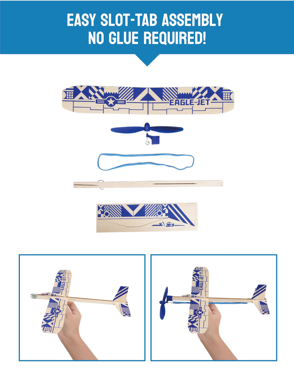 Playstem Balsa Plane packaging box protects delicate wood during transit.