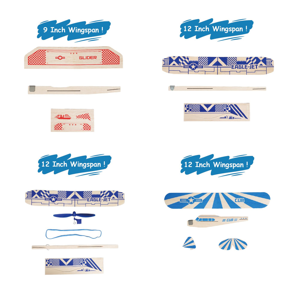 Playstem Balsa Plane wings extended for long-distance, hand-launch play.