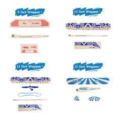 Playstem Balsa Plane wings extended for long-distance, hand-launch play.
