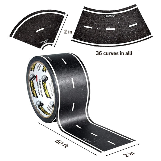 PlayTape curves set showing 36 adjustable turns for creative layouts.