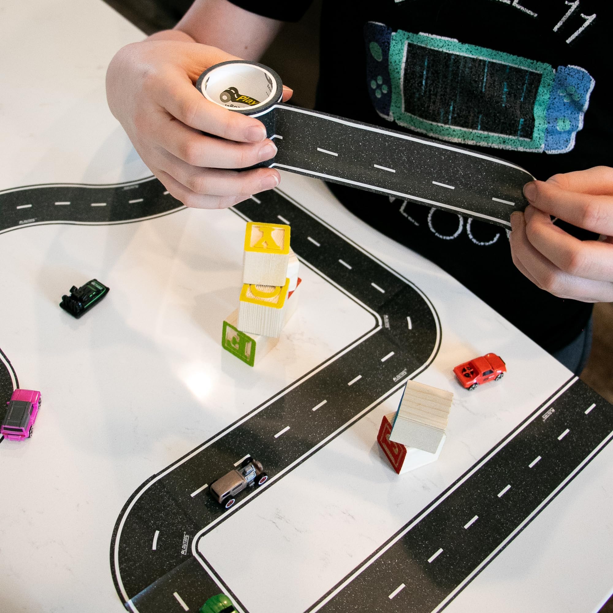 PlayTape removes cleanly with no residue from flooring or furniture.