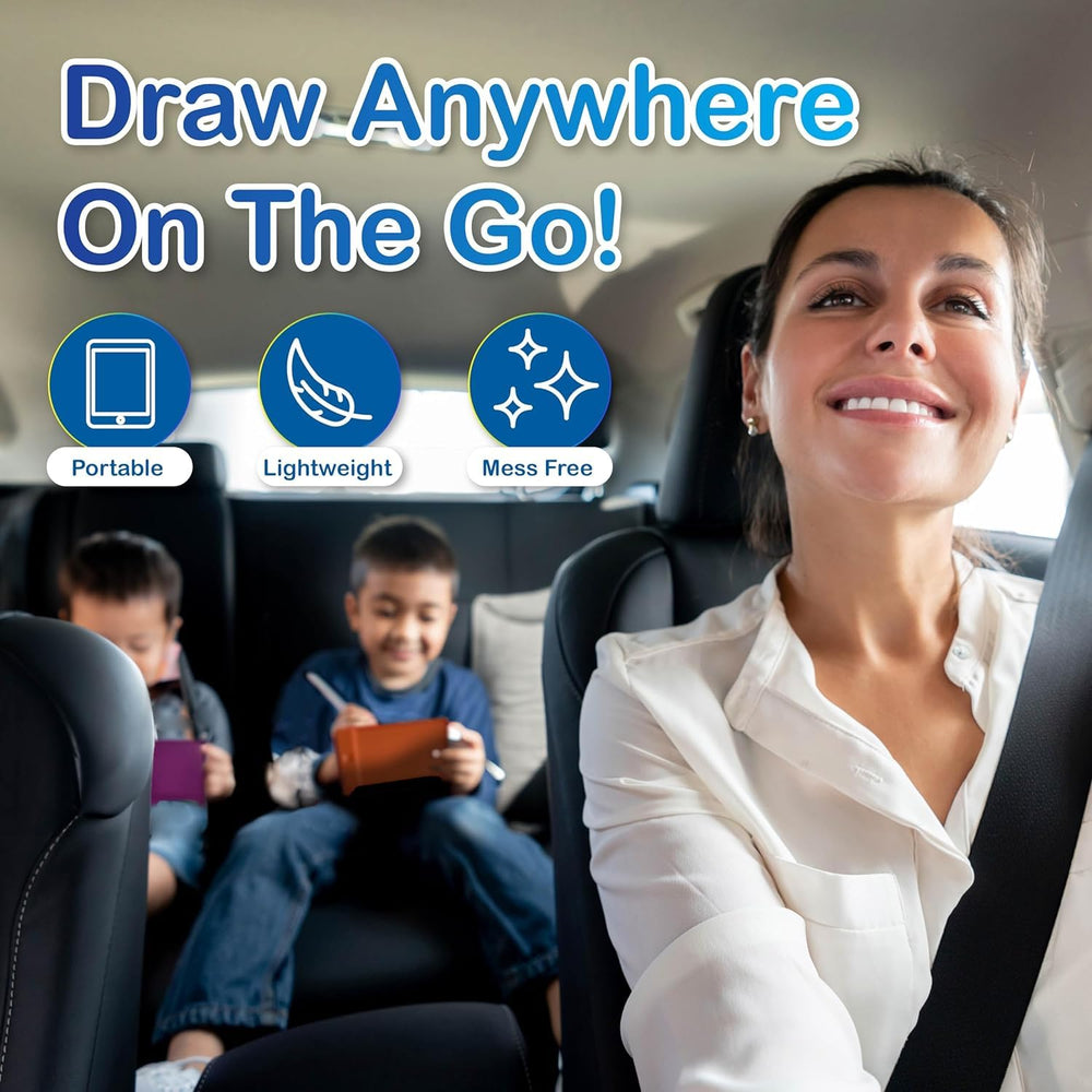 Kids' drawing compact board by Playtapus keeps busy hands entertained.