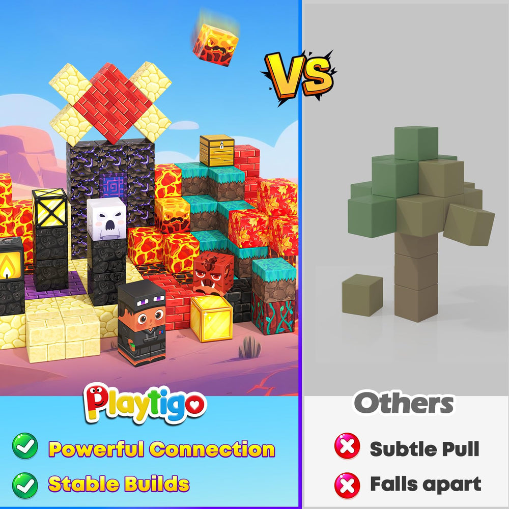 Playtigo colorful tiles with strong magnets for reliable, smooth connections.