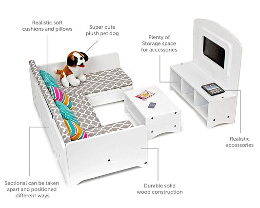 Playtime by Eimmie built-in TV adds pretend viewing to the living room scene