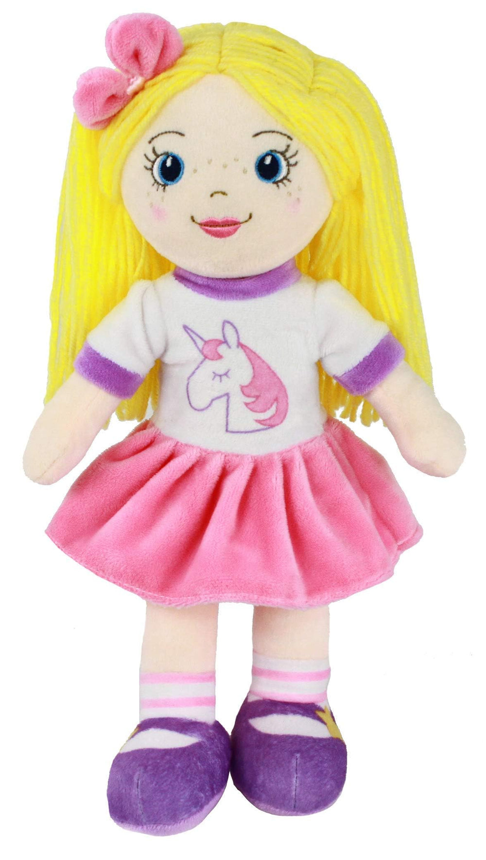 Playtime by Eimmie embroidered-face doll with safe features for babies.
