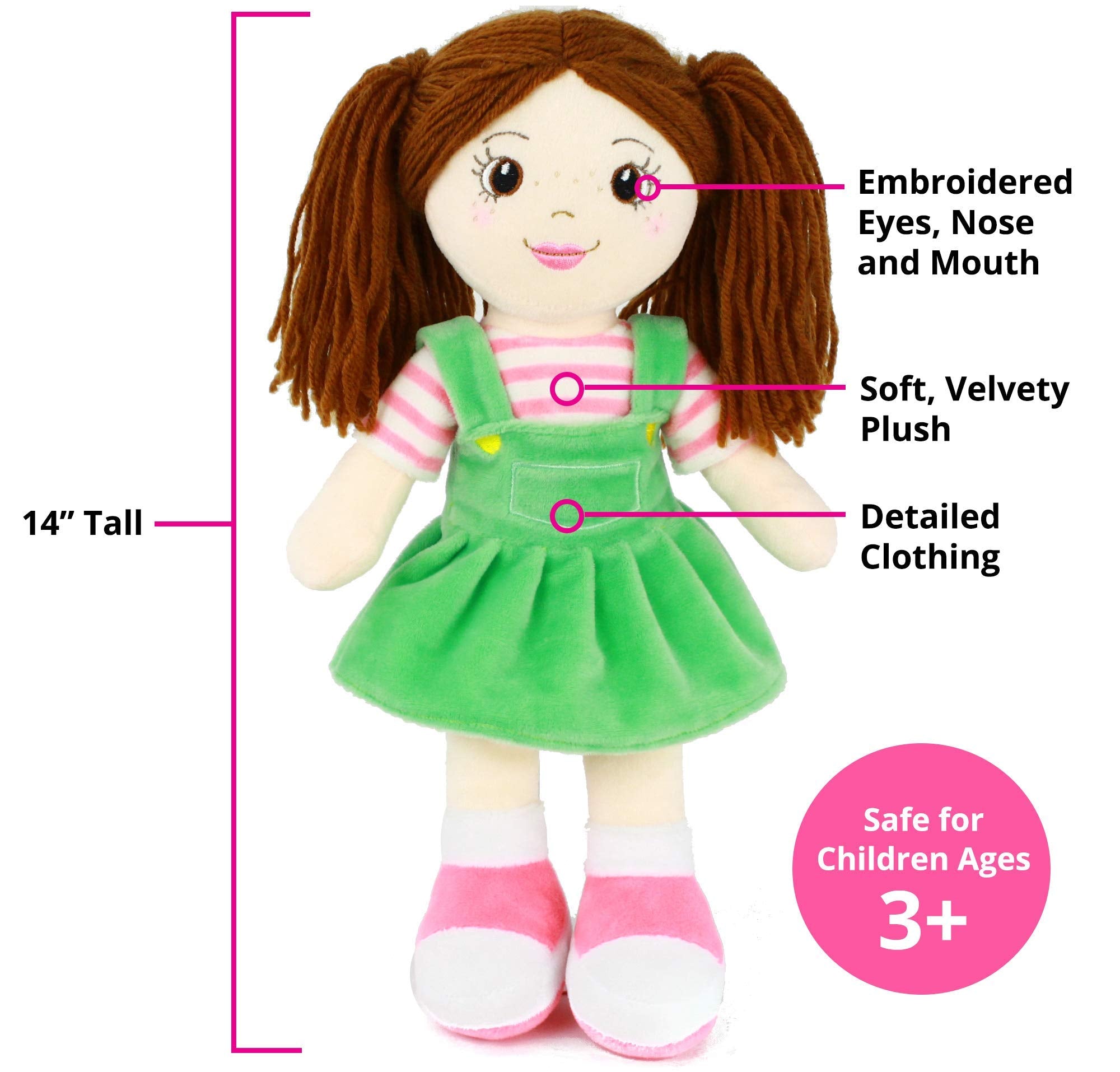 Allie travel-friendly rag doll easy to carry on trips.