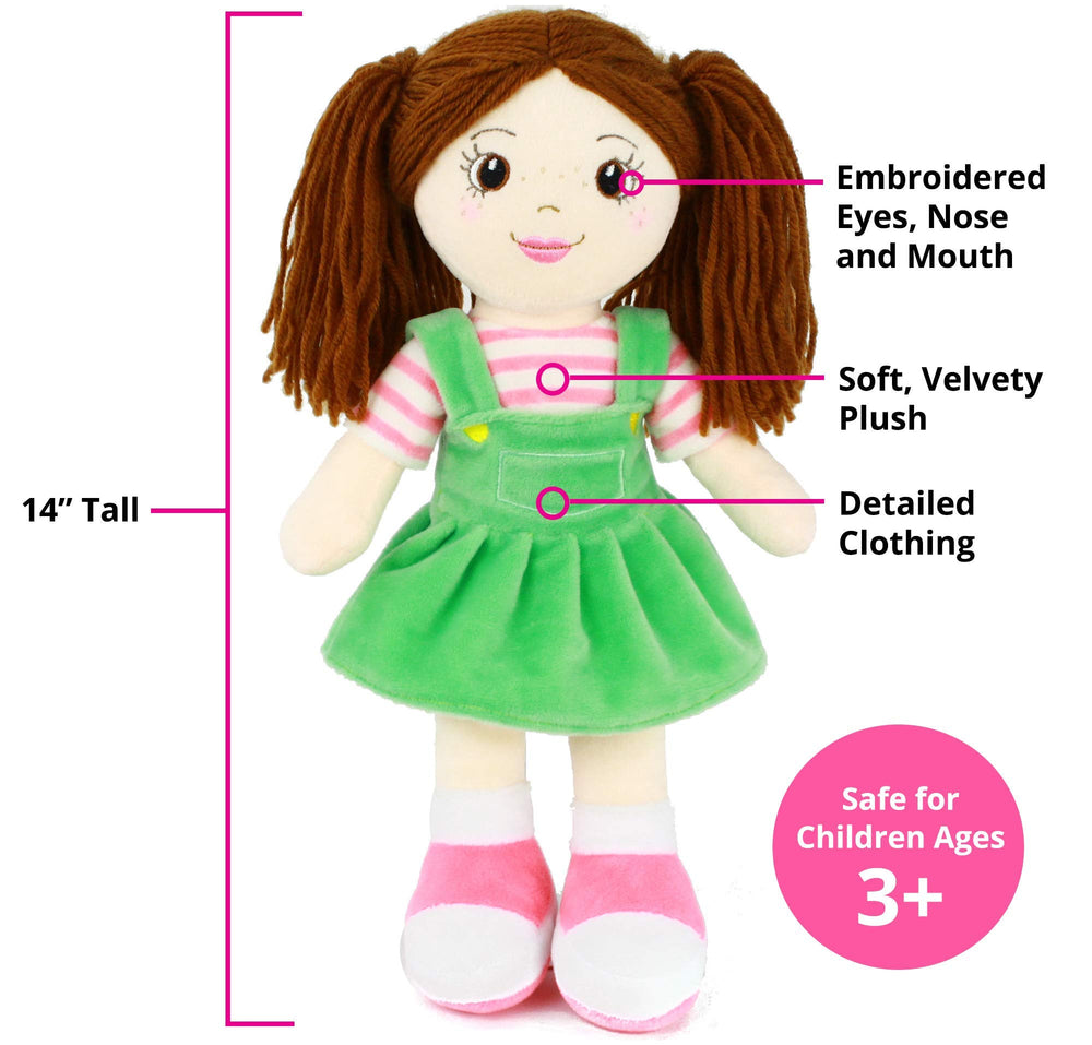 Allie travel-friendly rag doll easy to carry on trips.