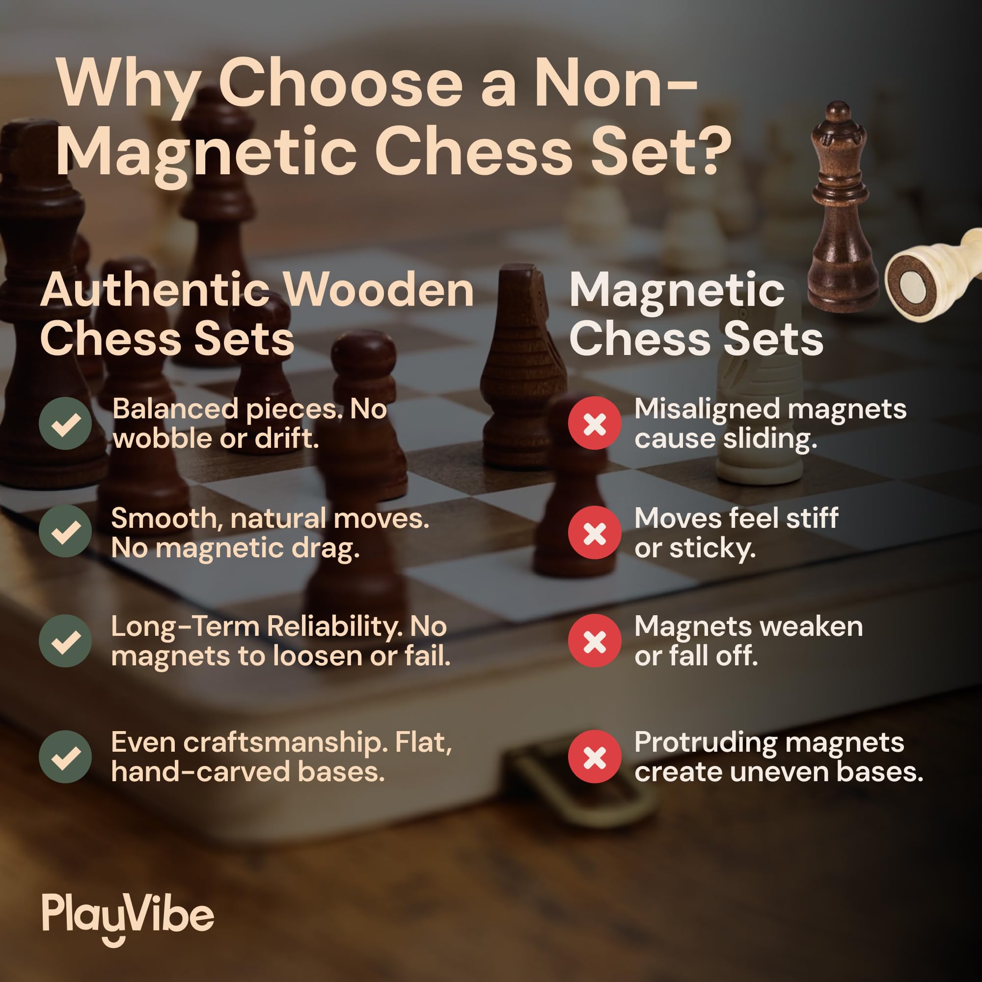 PlayVibe gift-ready wooden chess set ideal for all ages indoors.