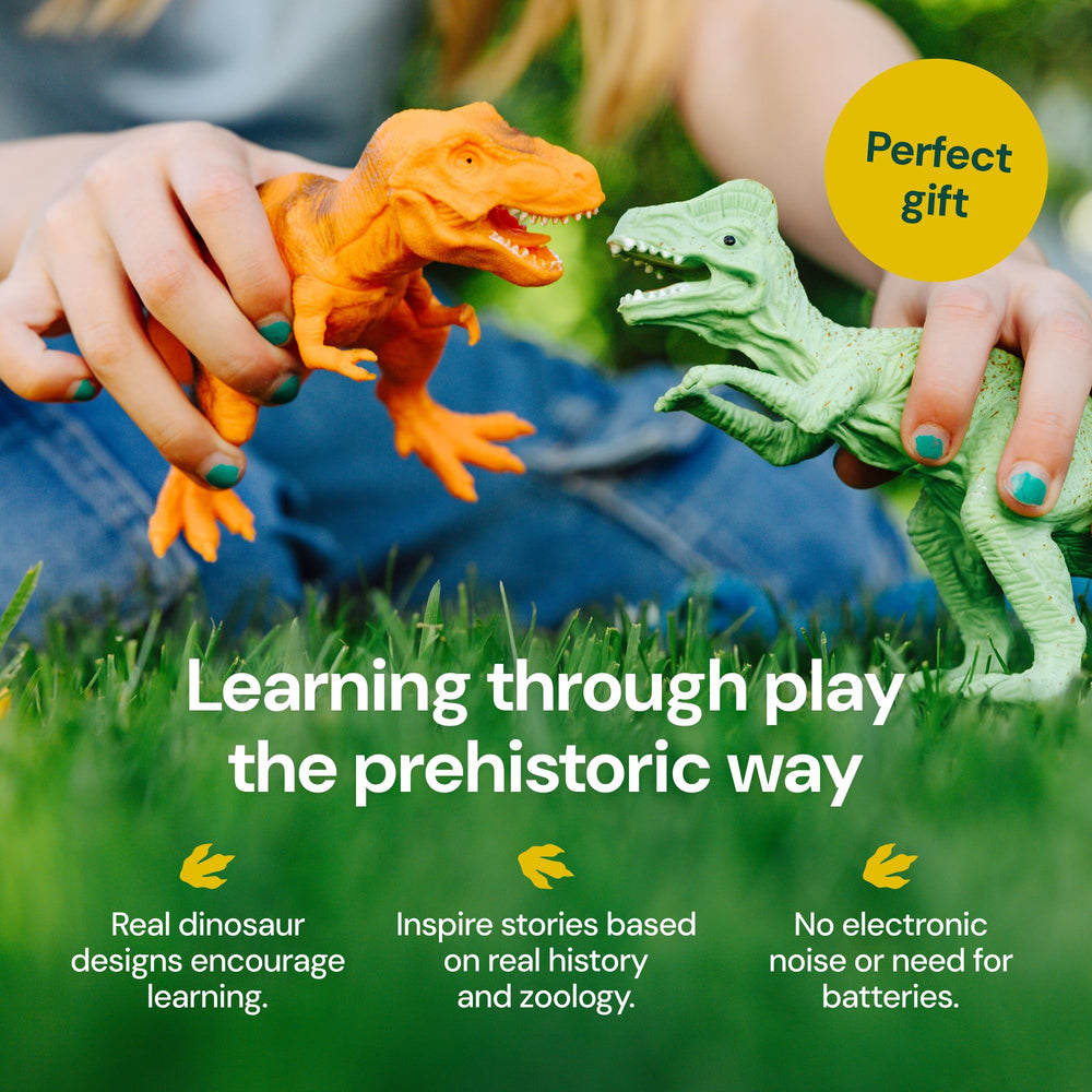 PLAYVIBE metal storage box keeps dinosaur toys organized and portable for travel