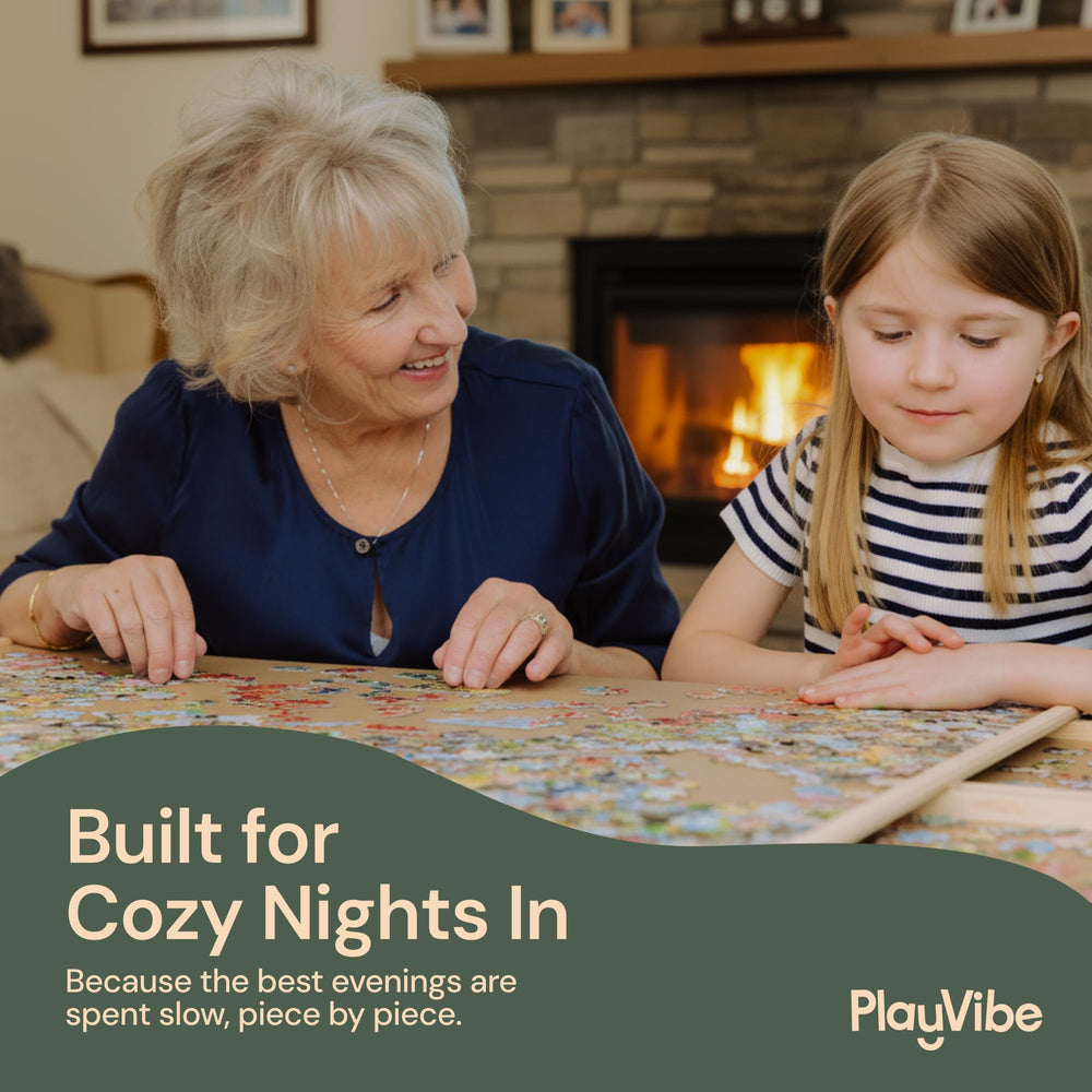 PlayVibe puzzle board four drawers prevent missing pieces during play