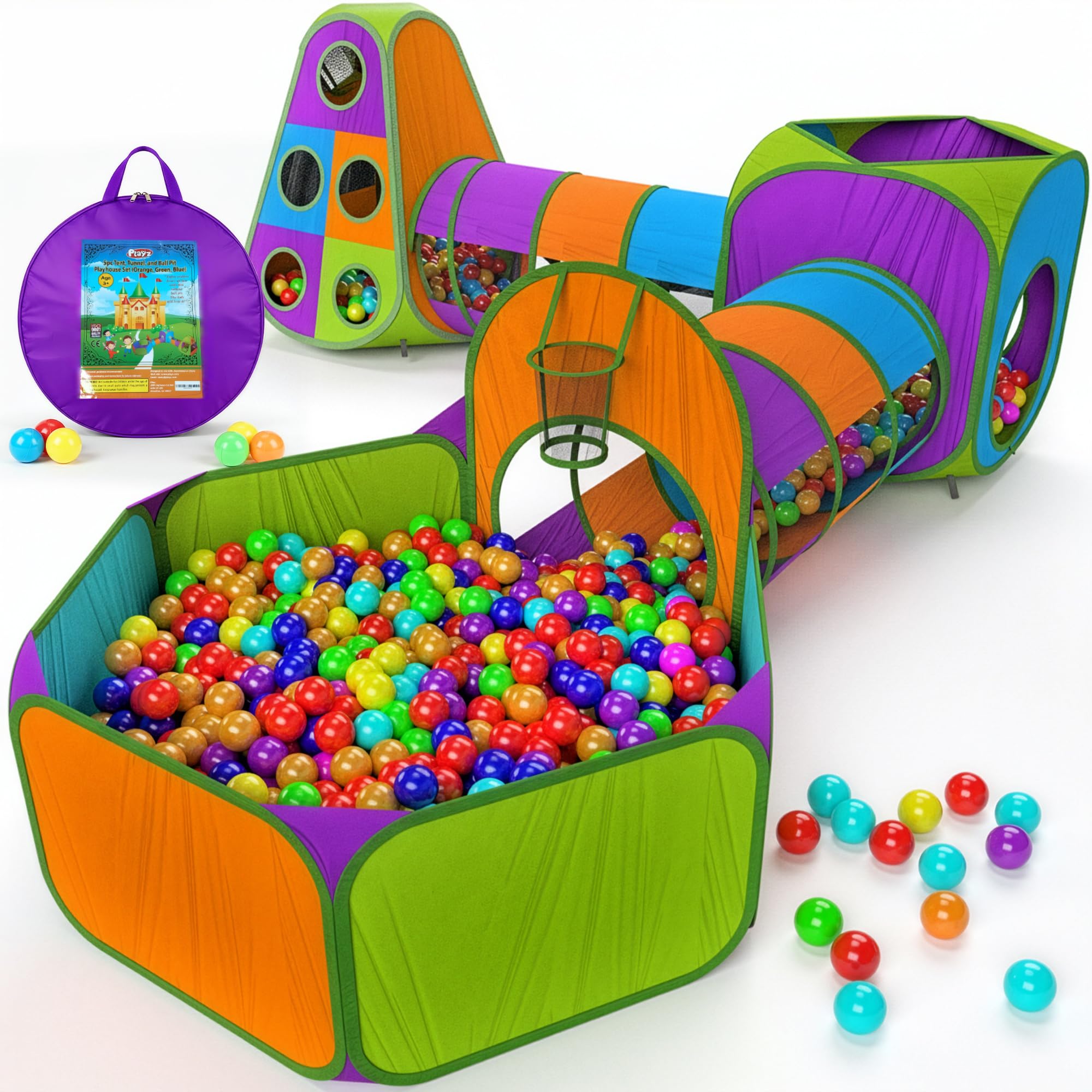 Playz 5-piece pop-up tent set for indoor or outdoor fun