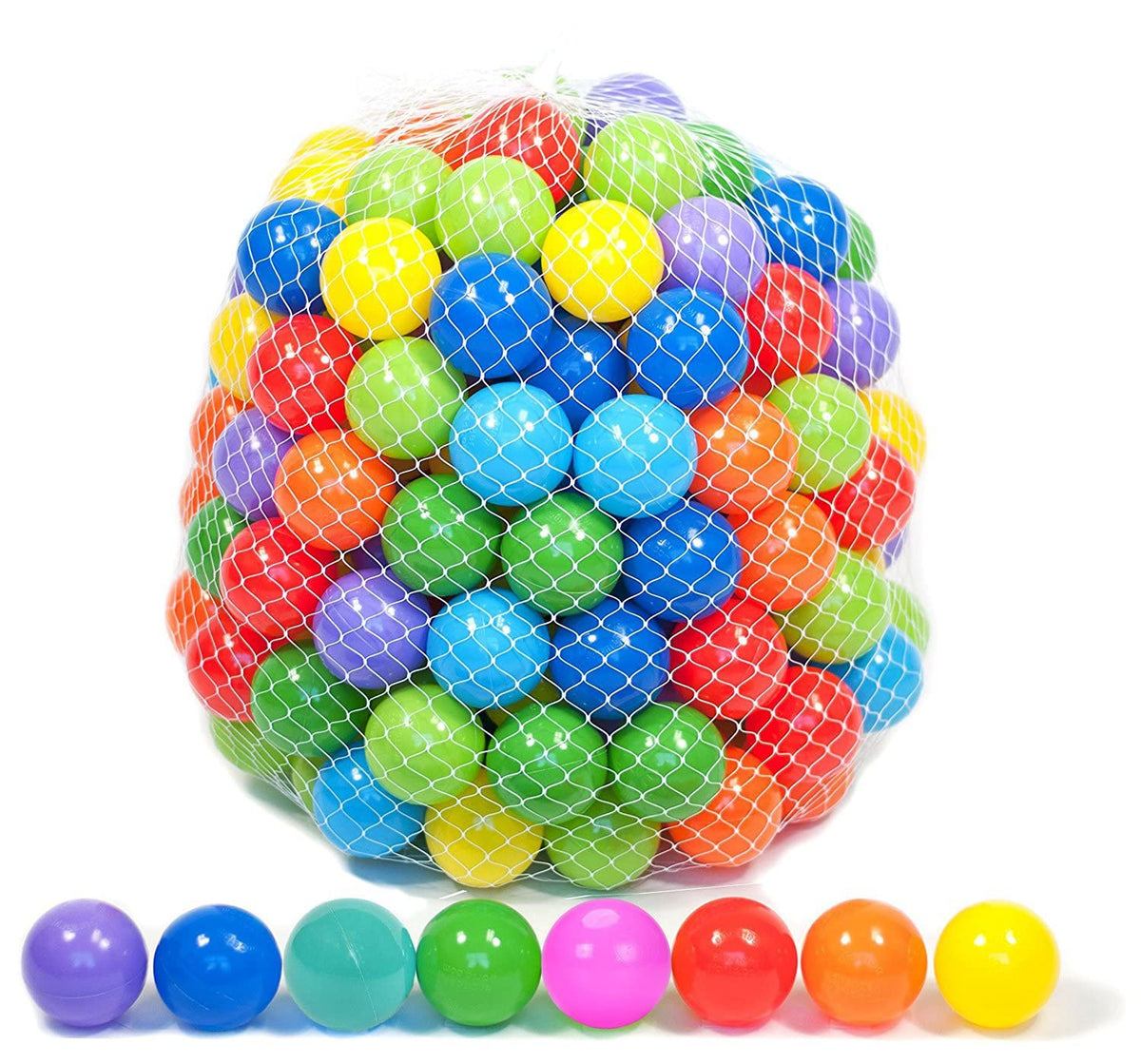 Playz ball pit balls in a box with eight colors for quick setup