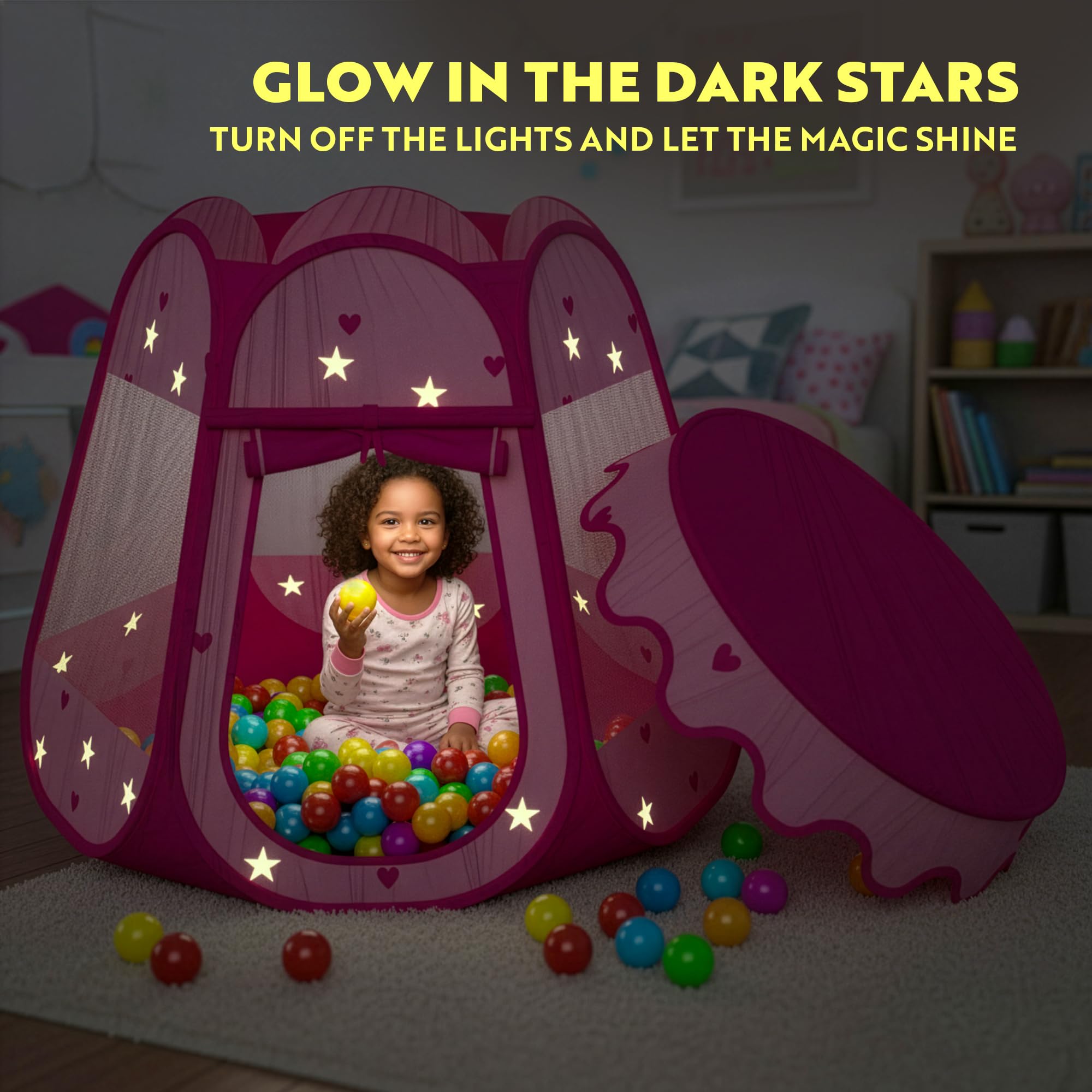 Playz ball pit mesh siding enhances visibility and ventilation.
