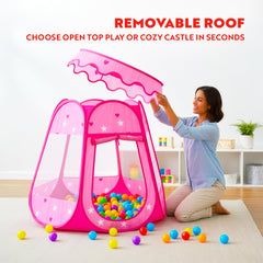 Playz tent with removable roof supports flexible setup.