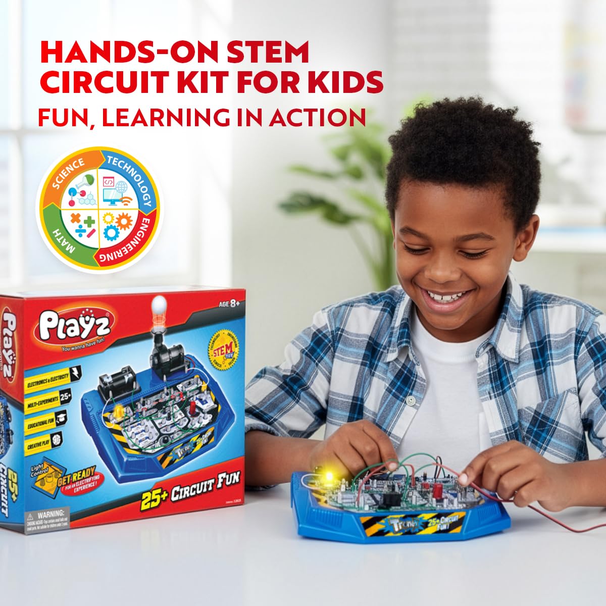 Playz circuit board kit with 25-plus experiments supports exciting STEM discovery
